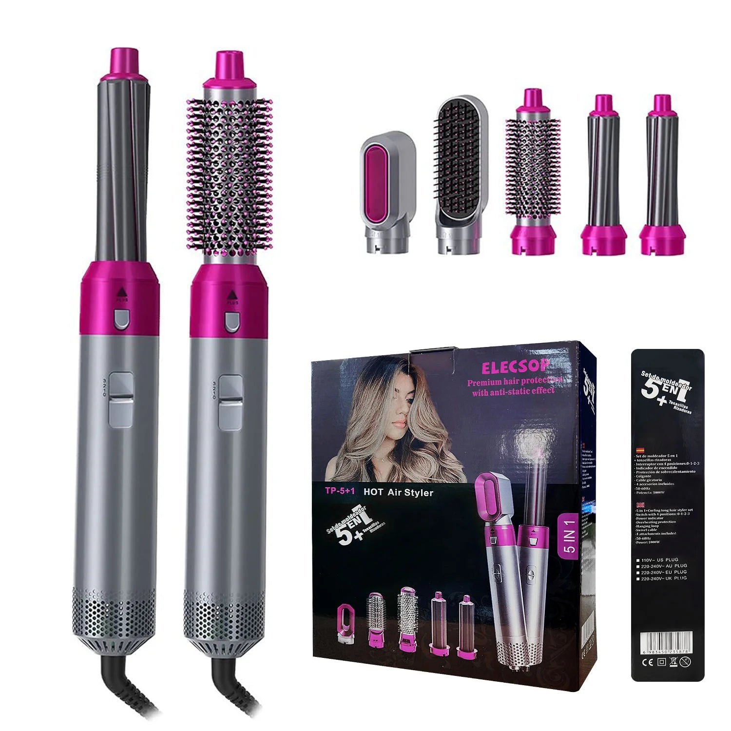 OFERTA INCREIBLE POR POCO TIEMPO 🪫¡CEPILLO PROFESIONAL SECADOR ONDULADOR 5 EN 1!